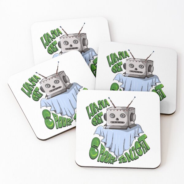 Item preview, Retro robot ghost Halloween illustration. designed and sold by The Funscape Store.