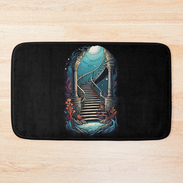 Item preview, Underwater Fantasy Staircase Ocean Ruins Dreamy Moonlight Realm designed and sold by DrawHandArt.