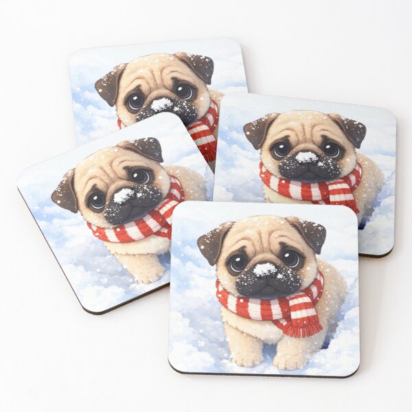 Item preview, Cute Winter Pug Puppy in Snow – Cozy Scarf designed and sold by Darlin8888.