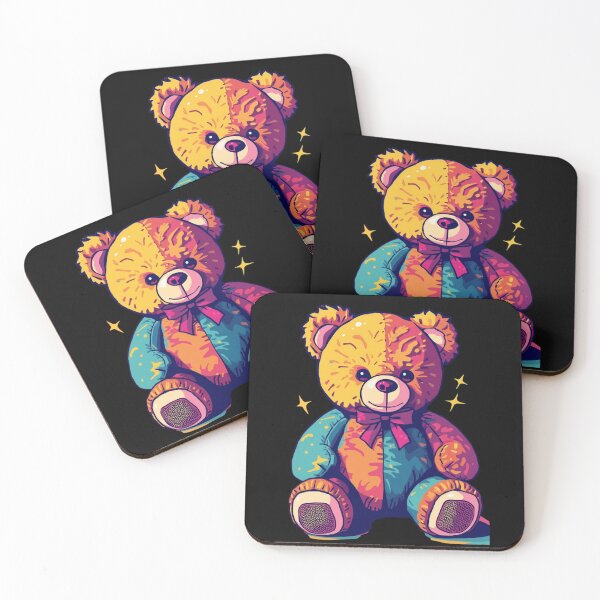 Aperçu de l'œuvre Cute Multicolor Teddy Bear Plush Design – Adorable Kawaii Rainbow Bear Illustration créée et vendue par M.M.A DIGITAL BOUTIQUE.
