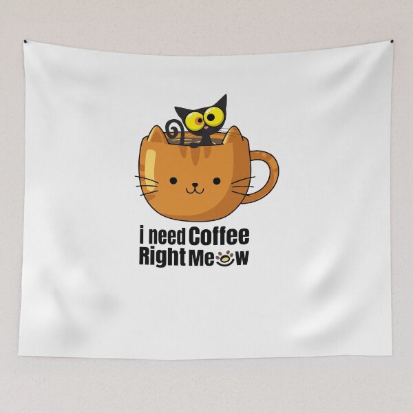 Item preview, Funny Cat Coffee Design – I Need Coffee Right Meow designed and sold by Superesko.