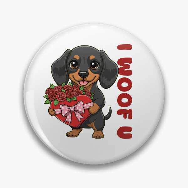 Item preview, I Woof U Dachshund Puppy with Flowers – Sweet Dog Love Design designed and sold by The Real Life Symphony.