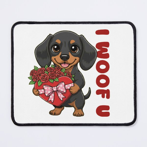 Item preview, I Woof U Dachshund Puppy with Flowers – Sweet Dog Love Design designed and sold by The Real Life Symphony.