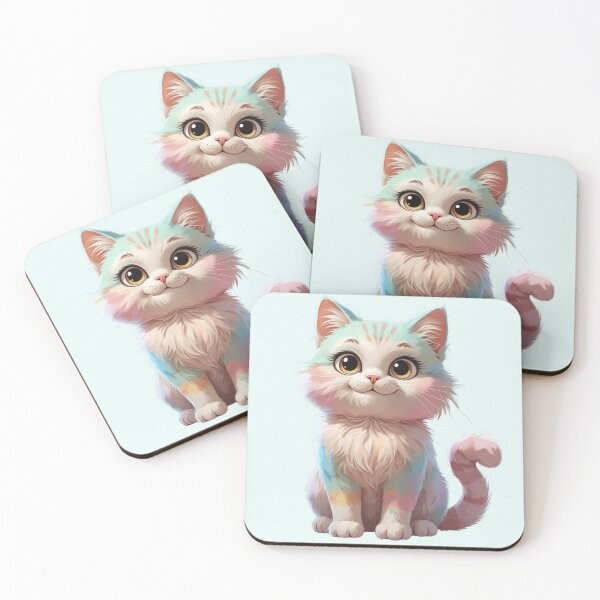 Item preview, Cute Multicolored Pastel Cat – Kawaii Illustration, Cute Cat, Aesthetic, Sweet and Cheerful designed and sold by M.M.A DIGITAL BOUTIQUE.