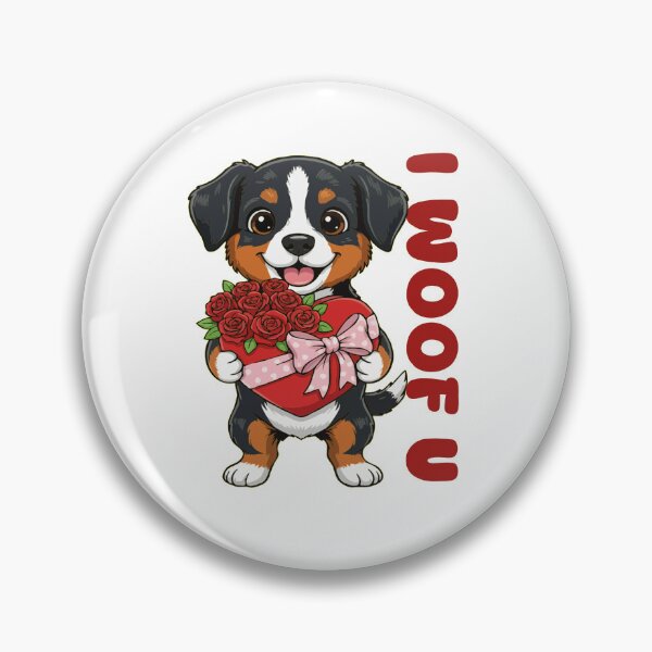 Item preview, I Woof U Entlebucher Mountain Puppy with Flowers – Sweet Dog Love Design designed and sold by The Real Life Symphony.
