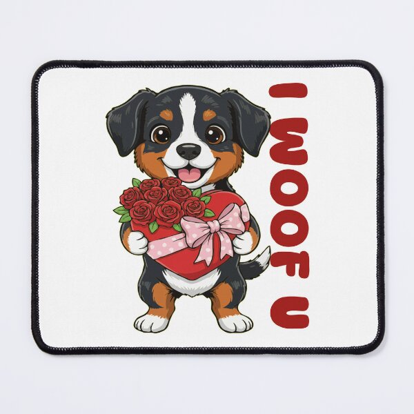 Item preview, I Woof U Entlebucher Mountain Puppy with Flowers – Sweet Dog Love Design designed and sold by The Real Life Symphony.