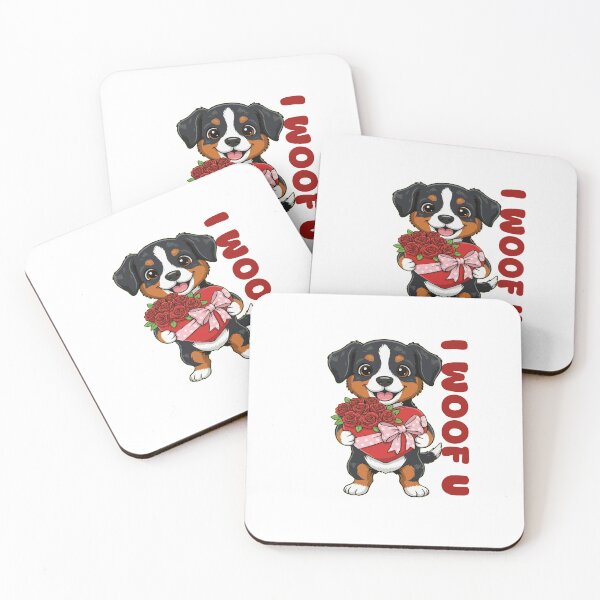 Item preview, I Woof U Entlebucher Mountain Puppy with Flowers – Sweet Dog Love Design designed and sold by The Real Life Symphony.