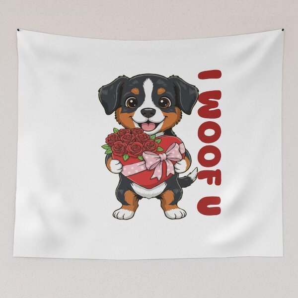 Item preview, I Woof U Entlebucher Mountain Puppy with Flowers – Sweet Dog Love Design designed and sold by The Real Life Symphony.