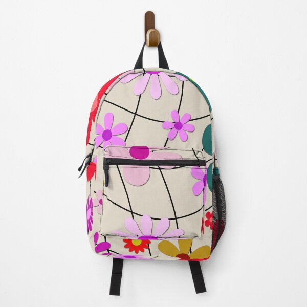 Item preview, Retro 70s Floral Wavy Grid Pattern – Groovy Pink and Teal Hippie Daisies designed and sold by DeeLulu.