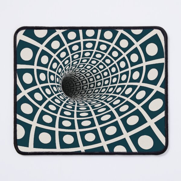 Item preview, Arte de rejilla de vórtice con ilusión óptica: túnel geométrico abstracto con círculos blancos, perspectiva psicodélica y profundidad 3D, diseño de espiral de agujero negro. designed and sold by AnTartstudios.