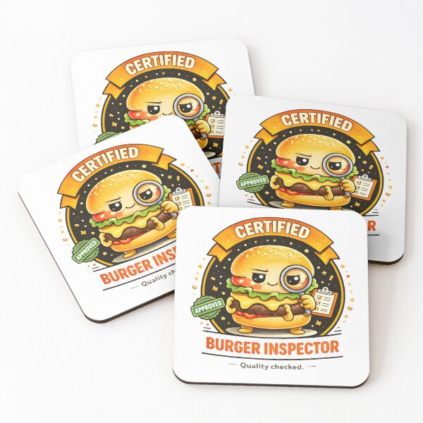 Item preview, Certified Burger Inspector – Funny Burger Mascot Food Humor Design designed and sold by Snackwear Apparel.
