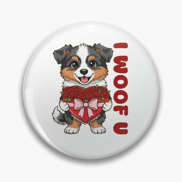Item preview, I Woof U Miniature American Shepherd Puppy with Flowers – Sweet Dog Love Design designed and sold by The Real Life Symphony.
