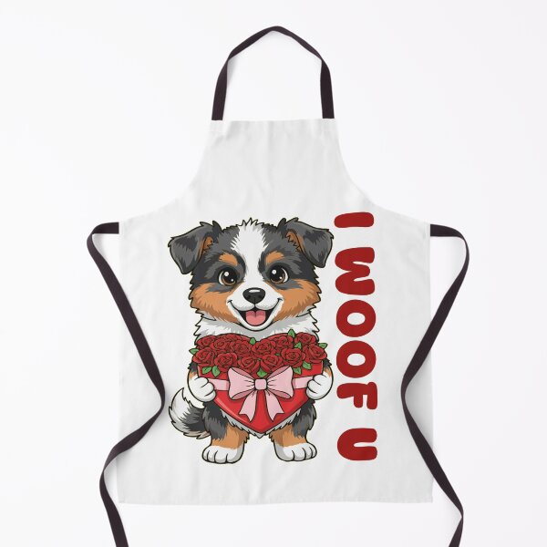 Item preview, I Woof U Miniature American Shepherd Puppy with Flowers – Sweet Dog Love Design designed and sold by The Real Life Symphony.