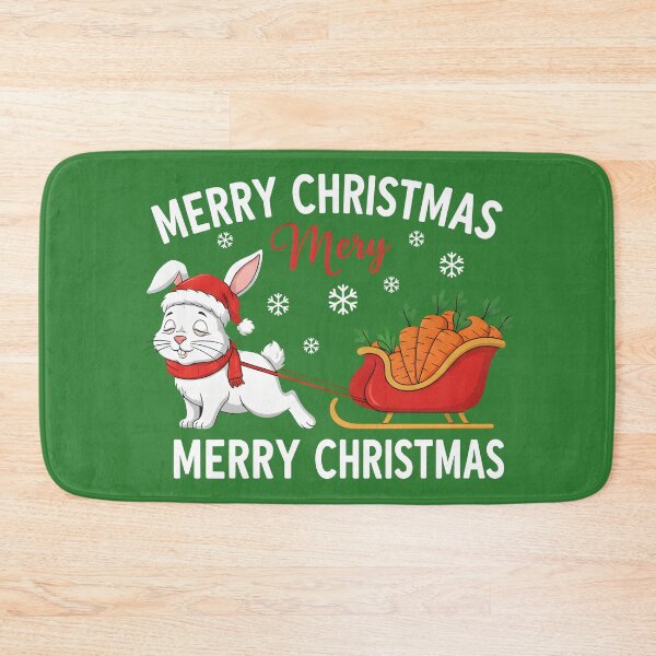 Item preview, Merry Christmas Bunny Pulling Carrot Sleigh designed and sold by SillyPawsStudio.