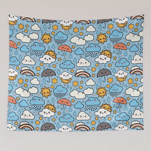 Item preview, Sunshine follows the rain. Cute kawaii weather with playful suns, clouds and umbrellas designed and sold by The Waifoo's Studio.