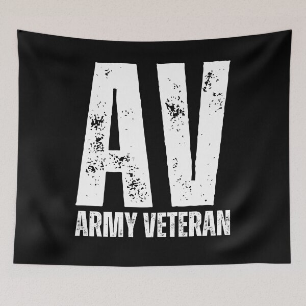 Item preview, AV Army Veteran Design – Military Pride Logo Graphic for Veterans white worn look font designed and sold by GFamilyC.