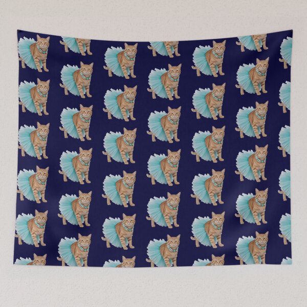 Item preview, Grumpy Orange Tabby in Blue Tutu | Unimpressed Feline Ballerina designed and sold by slydawgstudio.