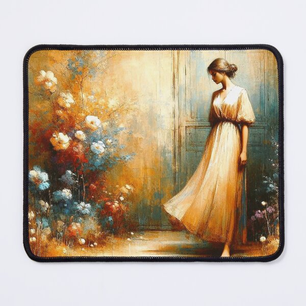 Item preview, Quiet Grace – Dreamlike Woman in Soft Floral Ligh designed and sold by Okmanoo.