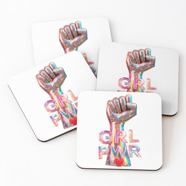 Item preview, Holographic Girl Power Feminist Fist GRL PWR Rainbow Art designed and sold by Anastasiia Yurevych.