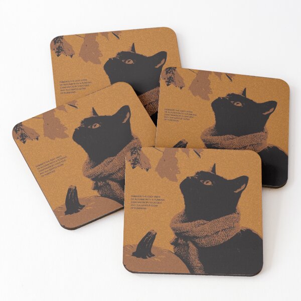 Item preview, Cozy Time Poster With Scarfed Black Cat and Pumpkins designed and sold by Adronia.