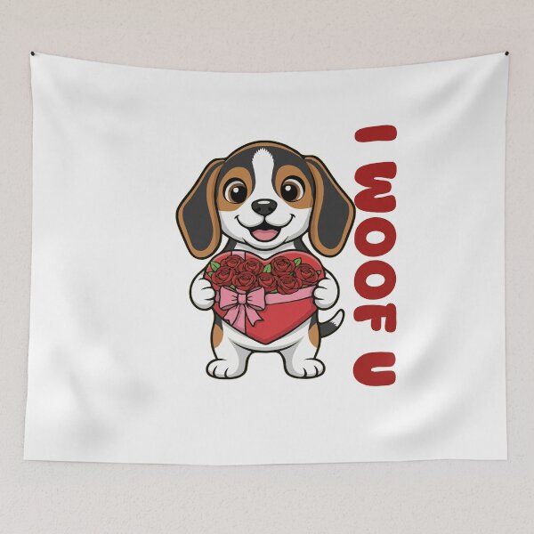 Item preview, I Woof U Beagle Puppy with Flowers – Sweet Dog Love Design designed and sold by The Real Life Symphony.