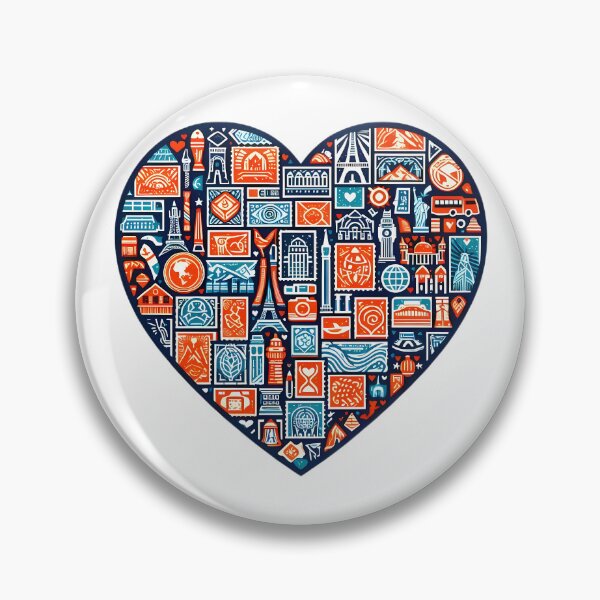 Item preview, Travel Heart World Landmarks Wanderlust Icon Design designed and sold by DrawDrip.