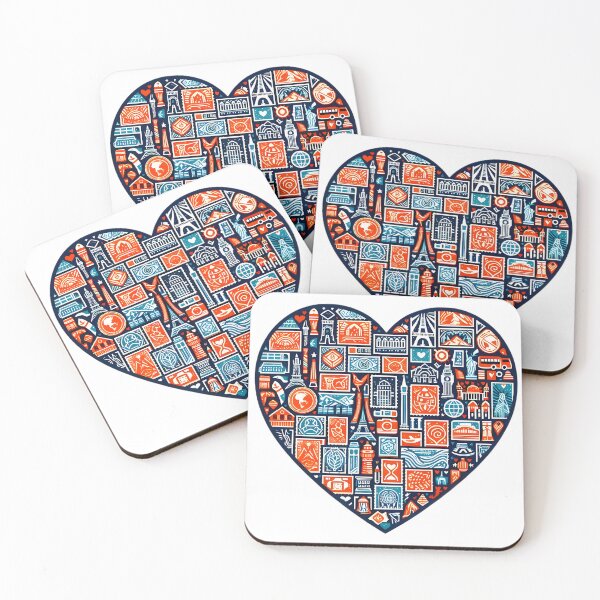 Item preview, Travel Heart World Landmarks Wanderlust Icon Design designed and sold by DrawDrip.