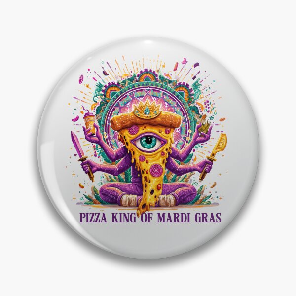 Item preview, Pizza King of Mardi Gras Trippy Sacred Pizza Art designed and sold by Anastasiia Yurevych.