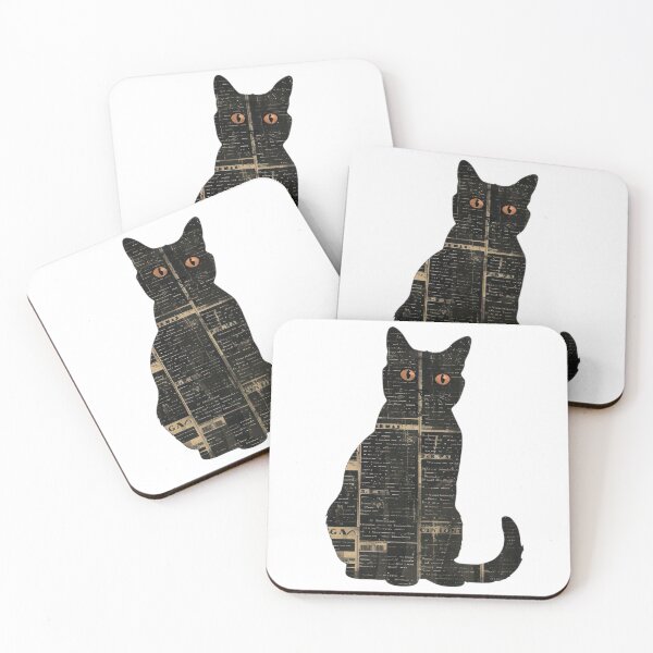 Item preview, Newspaper Texture Black Cat Silhouette Illustration designed and sold by Adronia.