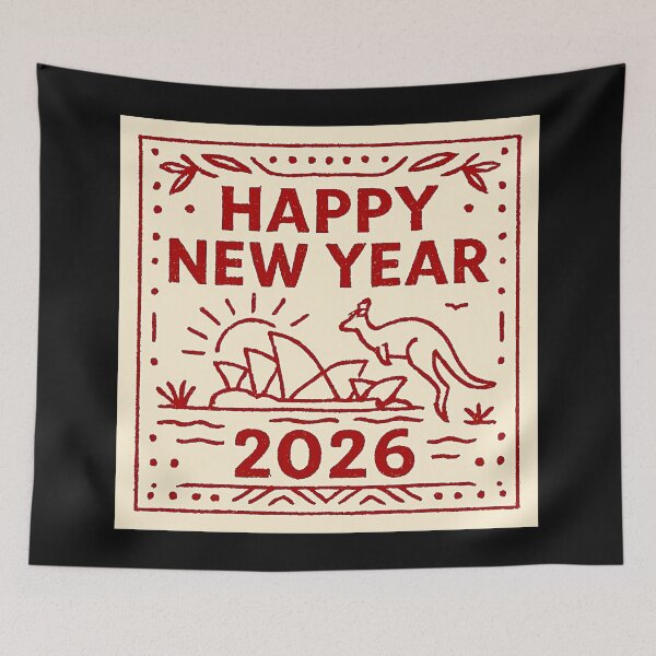 Item preview, Happy new year In Australia Style doodle  designed and sold by Helios Be. Lavsh.