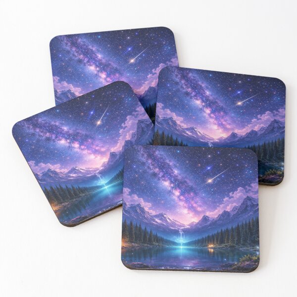 Item preview, Starry Night Over the Alpine Lake – Dreamy Galaxy Landscape Art designed and sold by Krystal-design.