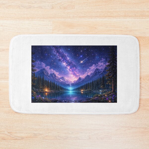 Item preview, Starry Night Over the Alpine Lake – Dreamy Galaxy Landscape Art designed and sold by Krystal-design.