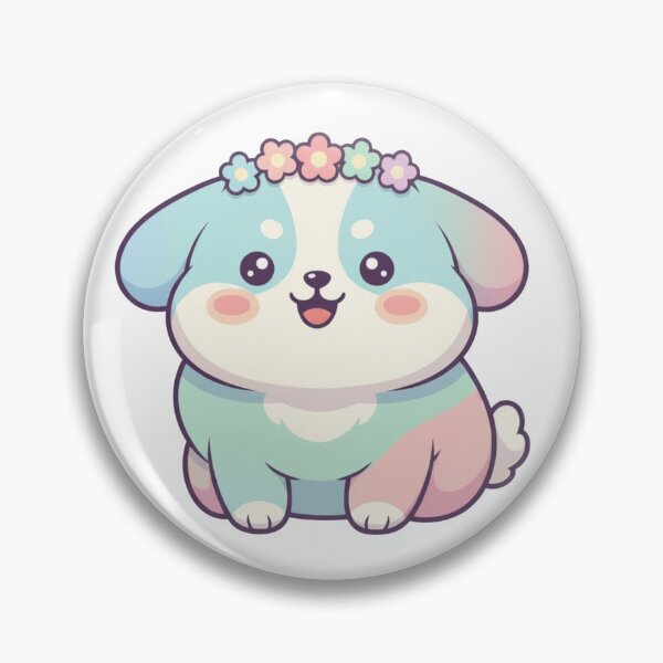 Artikelvorschau, Niedlicher, molliger Kawaii-Hund lächelt – Pastellfarbener Stanzaufkleber entworfen und verkauft von Nara8.