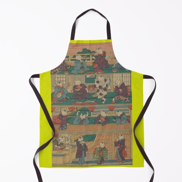Item preview, Vintage, Ukiyoe cat's restaurant by Yoshifuji, Japanese art, woodblock, ,Wall art, Puzzle, designed and sold by VintageJapan for Japanese woodblock, Ukiyoe, Retro art and more.