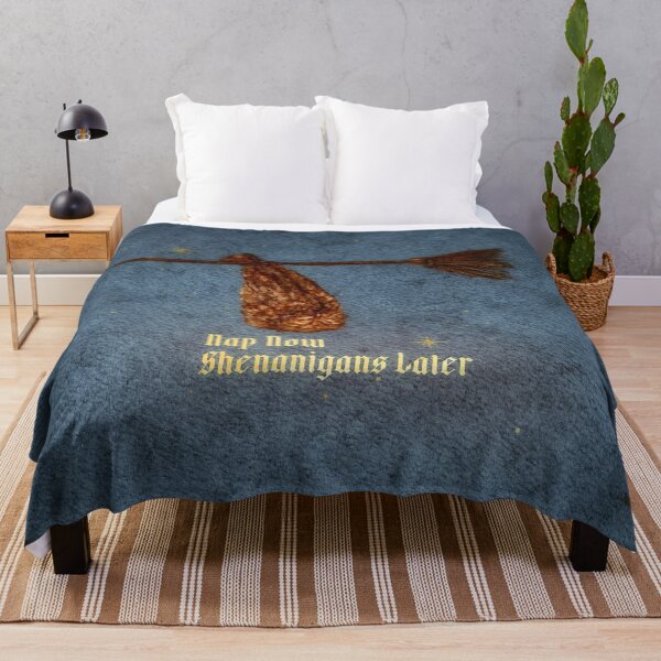 Item preview, Funny Watercolor Napping Baby Owl On Broomstick “Nap Now, Shenanigans Later” Gold Foil Quote designed and sold by Monica Laipple.