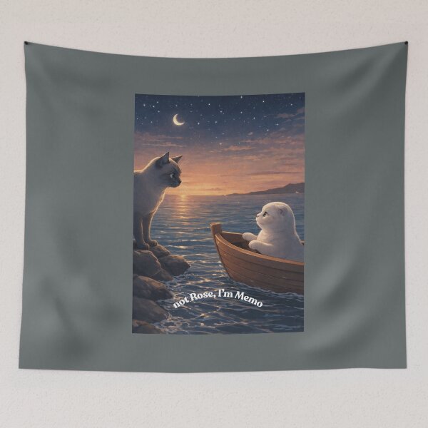 Item preview, Moonlit Love: Two Cats by the Sea ''not Rose, I'm Memo'' designed and sold by doktordanTemiz.