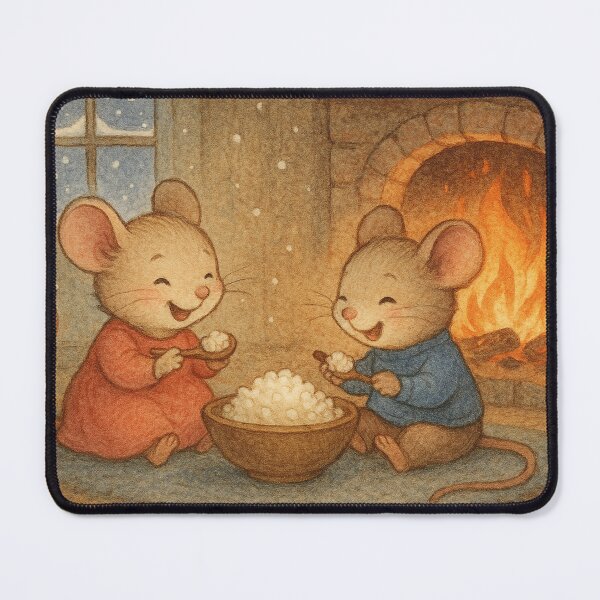 Item preview, Eat Well and Stay Warm – Cozy Winter Mice Illustration designed and sold by Ronin21dotcom.