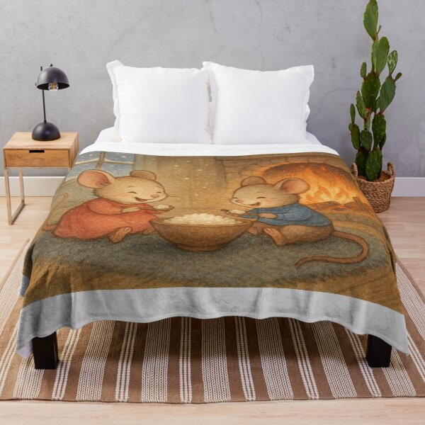 Item preview, Eat Well and Stay Warm – Cozy Winter Mice Illustration designed and sold by Ronin21dotcom.