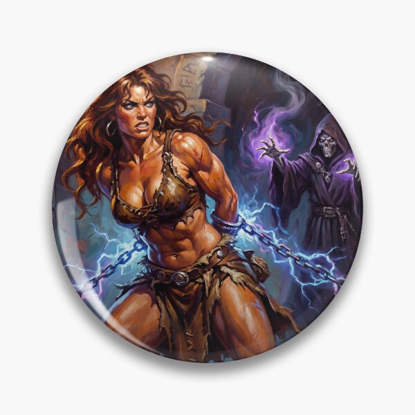 Artikelvorschau, Barbare Kriegerin im Kampf gegen den dunklen Herrscher (Illustration im Fantasy-Stil) entworfen und verkauft von Vintage Designs +.