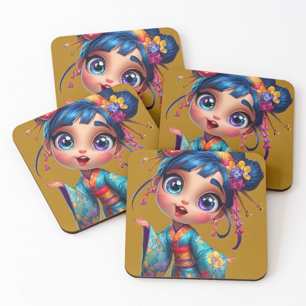 Item preview, Charming Young Girl in Colorful Kimono Outfit designed and sold by Artessie.