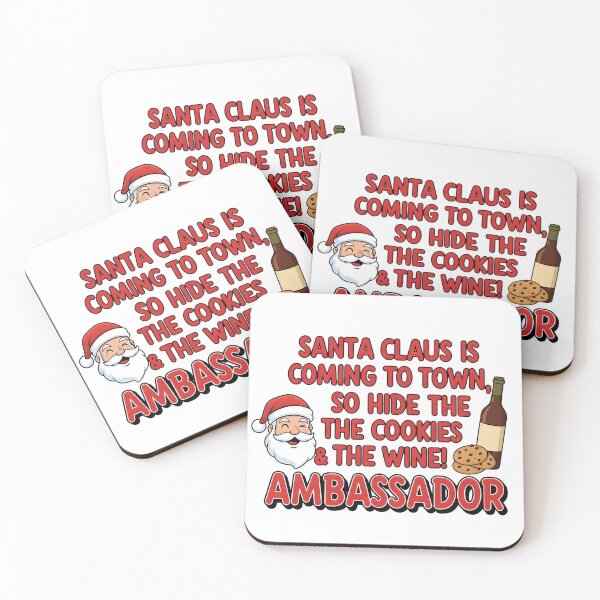 Item preview,  Santa Is Coming to Town – Cookies & Wine Ambassador Humor designed and sold by NovaDoodle Art Studio.