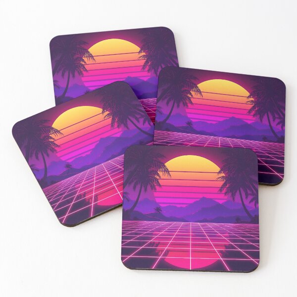 Item preview, Neon Sunset Grid - Synthwave 80s Retrowave Aesthetic designed and sold by VibranPalette.