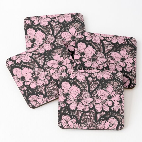 Item preview, Black lace with pink background  designed and sold by FatBirdie.