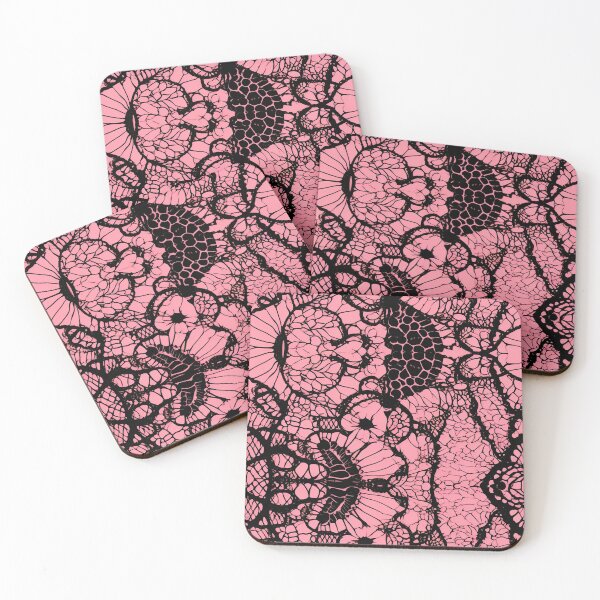 Item preview, Black lace with pink background  designed and sold by FatBirdie.