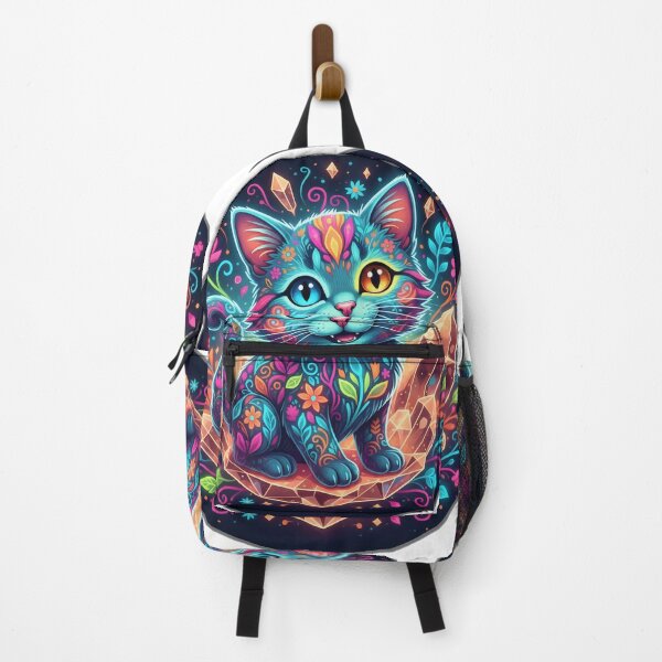 Item preview, Cosmic Crystal Neon Cat | Psychedelic Boho Fantasy Kitten designed and sold by JanRizz.