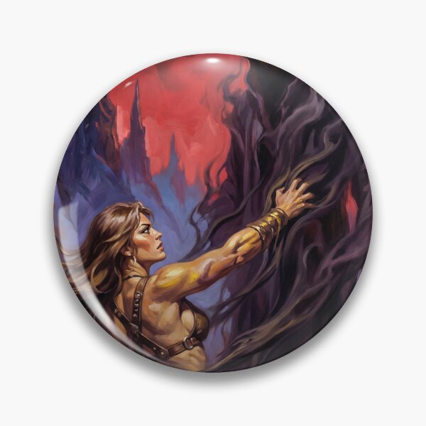 Artikelvorschau, Barbare Kriegerin im Kampf gegen den dunklen Herrscher (Illustration im Fantasy-Stil) entworfen und verkauft von Vintage Designs +.