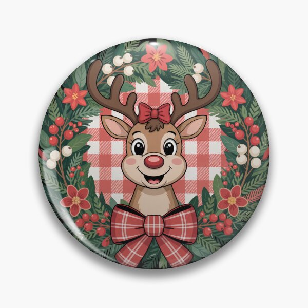 Item preview, Cute Christmas Reindeer Wreath Illustration designed and sold by SoftStyleStudio ⭐⭐⭐.