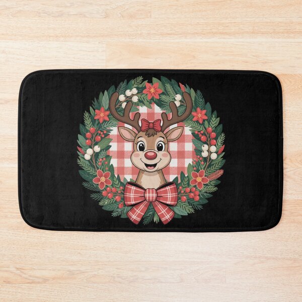 Item preview, Cute Christmas Reindeer Wreath Illustration designed and sold by SoftStyleStudio ⭐⭐⭐.