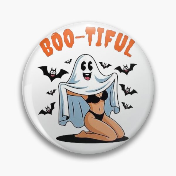 Item preview, Boo-tiful Ghost – Illustration Halloween Fun & Pin-Up Cartoon designed and sold by MeowLoka ⭐⭐⭐⭐.
