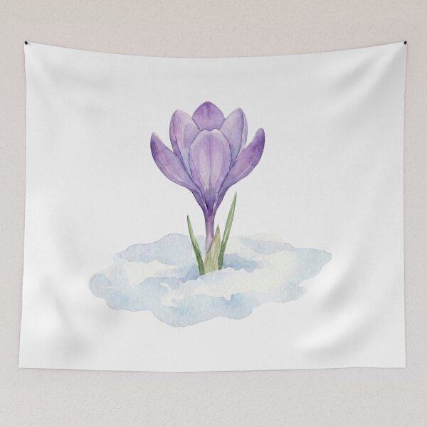 Item preview, Watercolor Purple Crocus Flower Emerging From Snow designed and sold by EverBranz-stor.